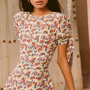 Faithfull The Brand Emilia Floral Print Midi Dress US 6